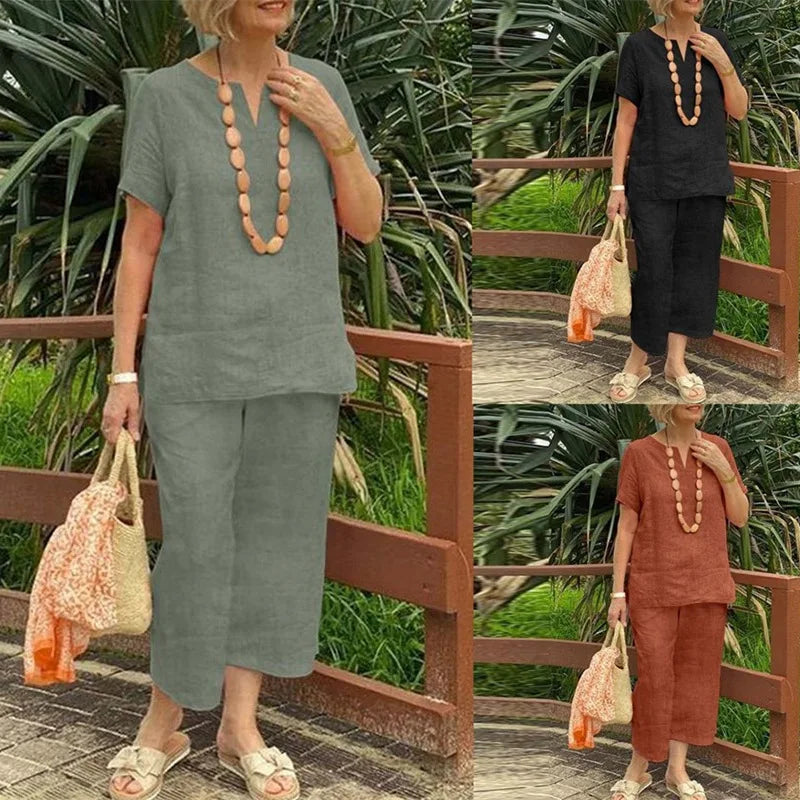 Conjunto Feminino de Blusa e Calça Casual Elegante - Violeta