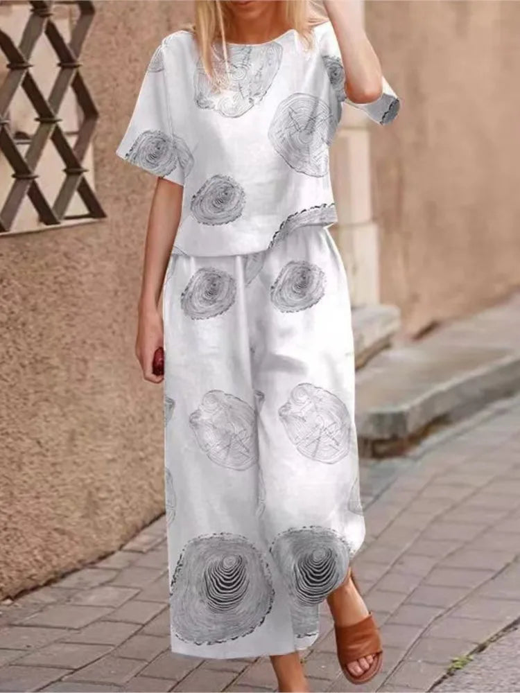 Conjunto Feminino de Blusa e Calça Estampa Digital - Cecilia 