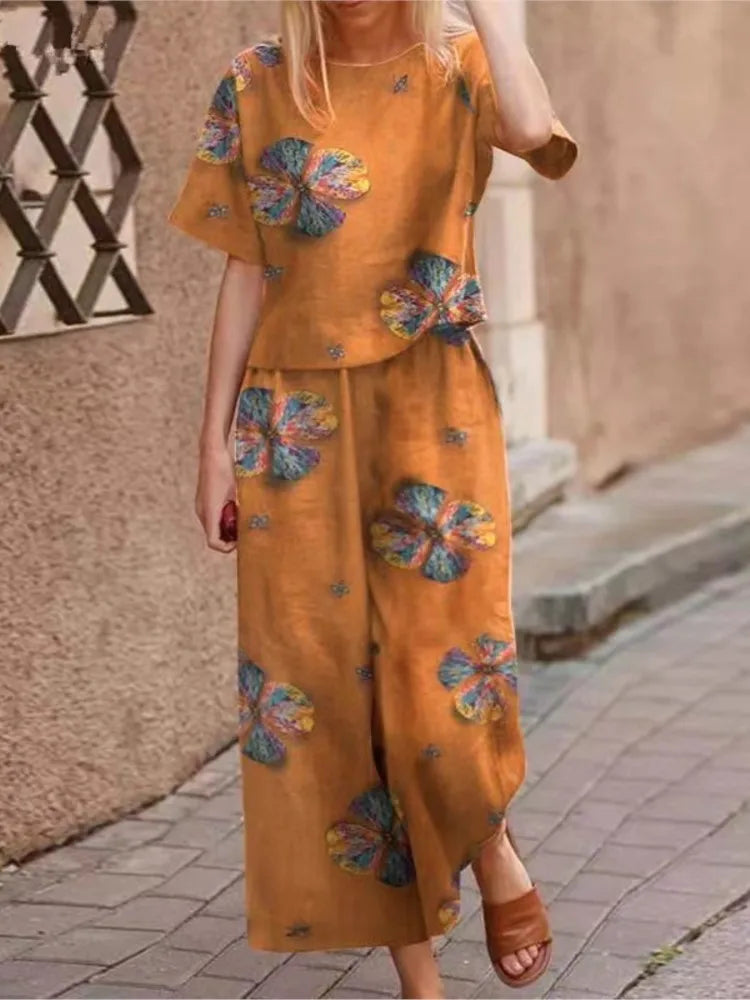 Conjunto Feminino de Blusa e Calça Estampa Digital - Cecilia 