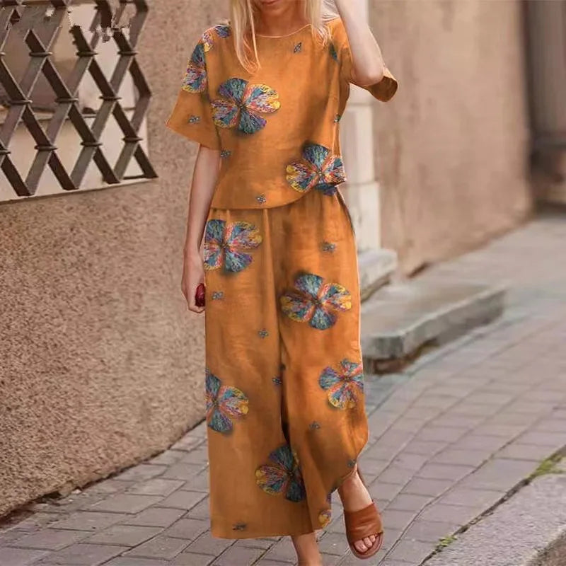 Conjunto Feminino de Blusa e Calça Estampa Digital - Cecilia 
