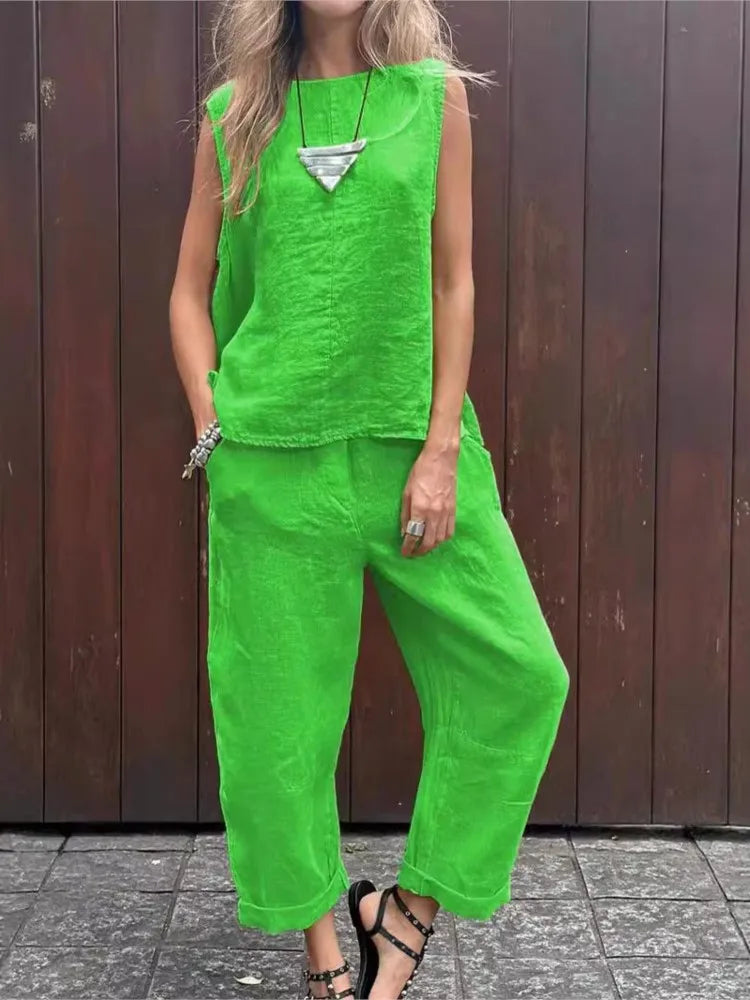 Conjunto Feminino de Regata e Calça Básicos - Ingrid