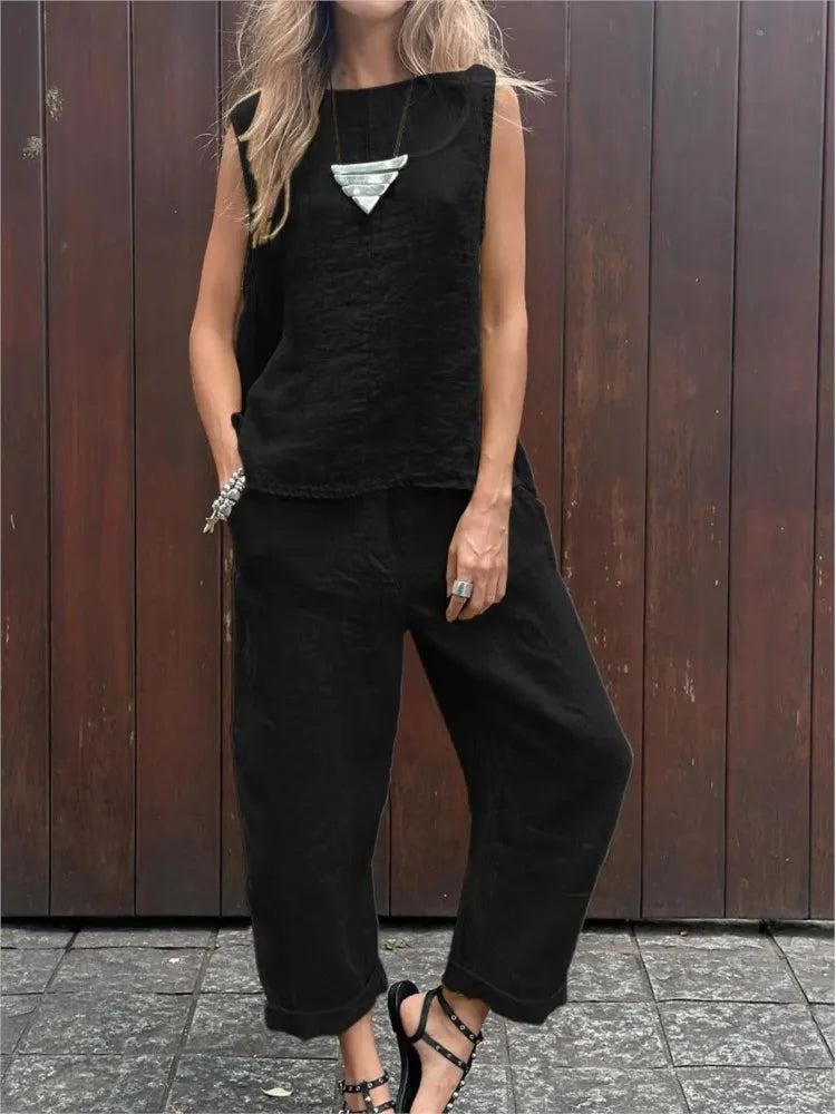 Conjunto Feminino de Regata e Calça Básicos - Ingrid