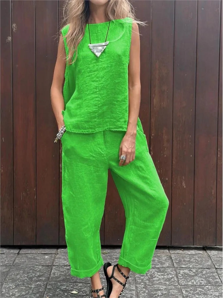 Conjunto Feminino de Regata e Calça Básicos - Ingrid