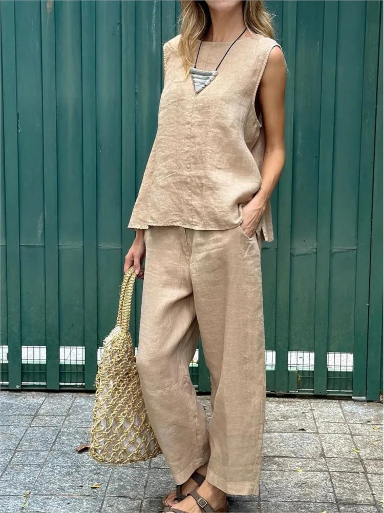 Conjunto Feminino de Regata e Calça Básicos - Ingrid