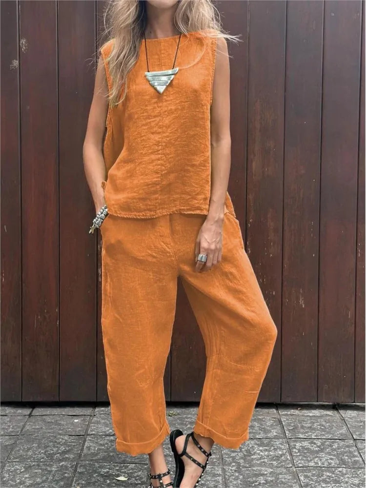 Conjunto Feminino de Regata e Calça Básicos - Ingrid