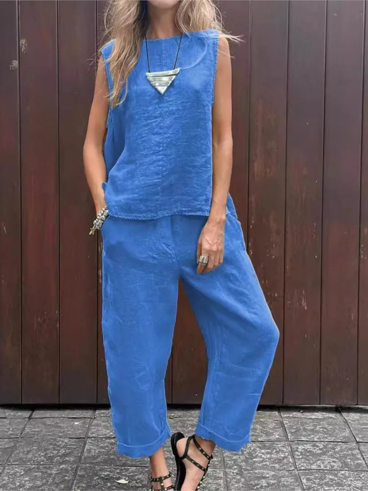 Conjunto Feminino de Regata e Calça Básicos - Ingrid
