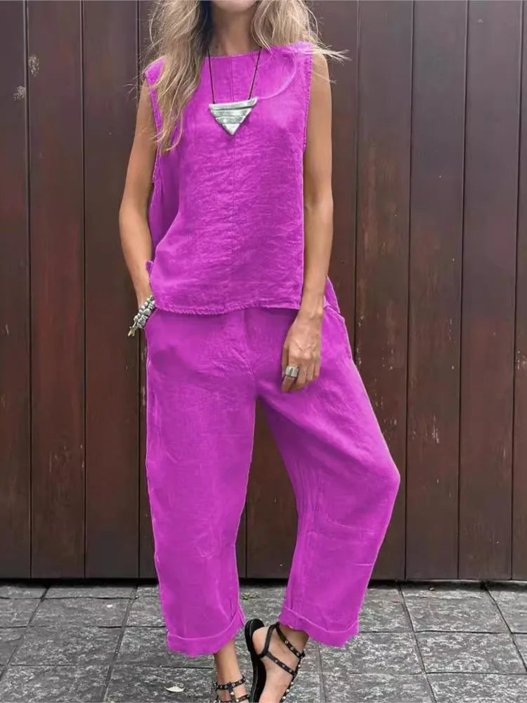 Conjunto Feminino de Regata e Calça Básicos - Ingrid