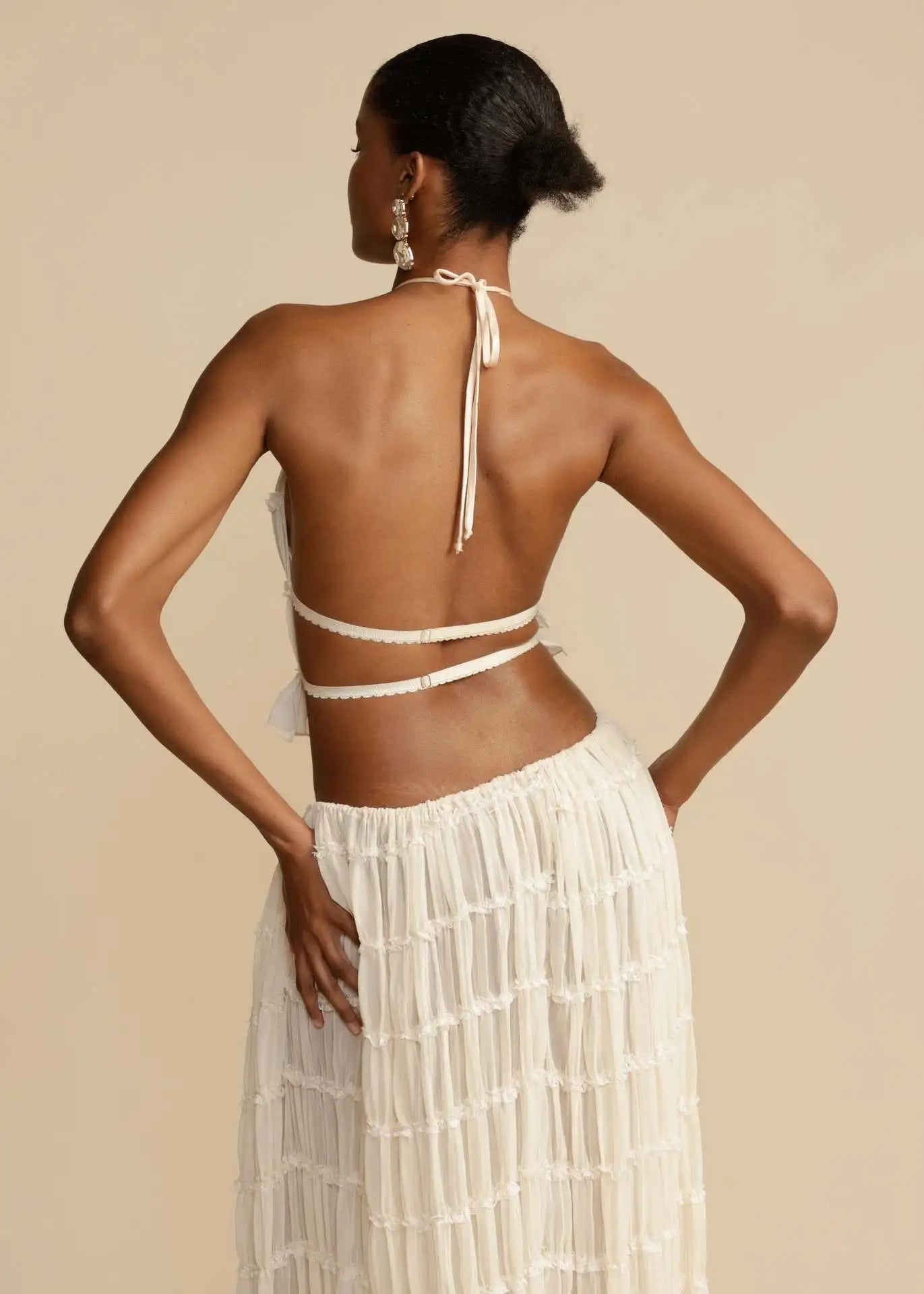 Conjunto Feminino de Verão com Saia Longa e Top Sem Costas - Afrodite