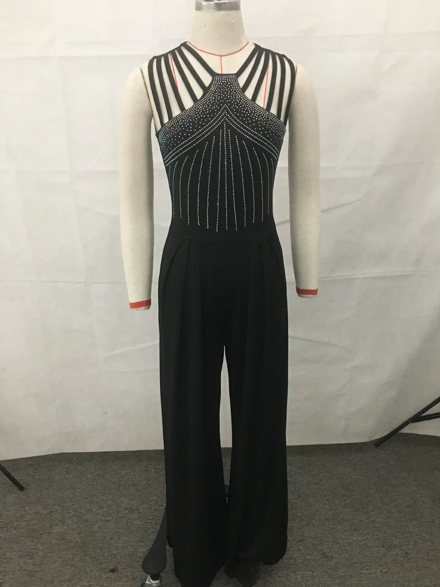 BYJ109 2022 New Arrival Casual Fashion Slim Fit Waist Solid Color Diamond Beaded Plus Size Jumpsuits Elegant Jumpsuit Women