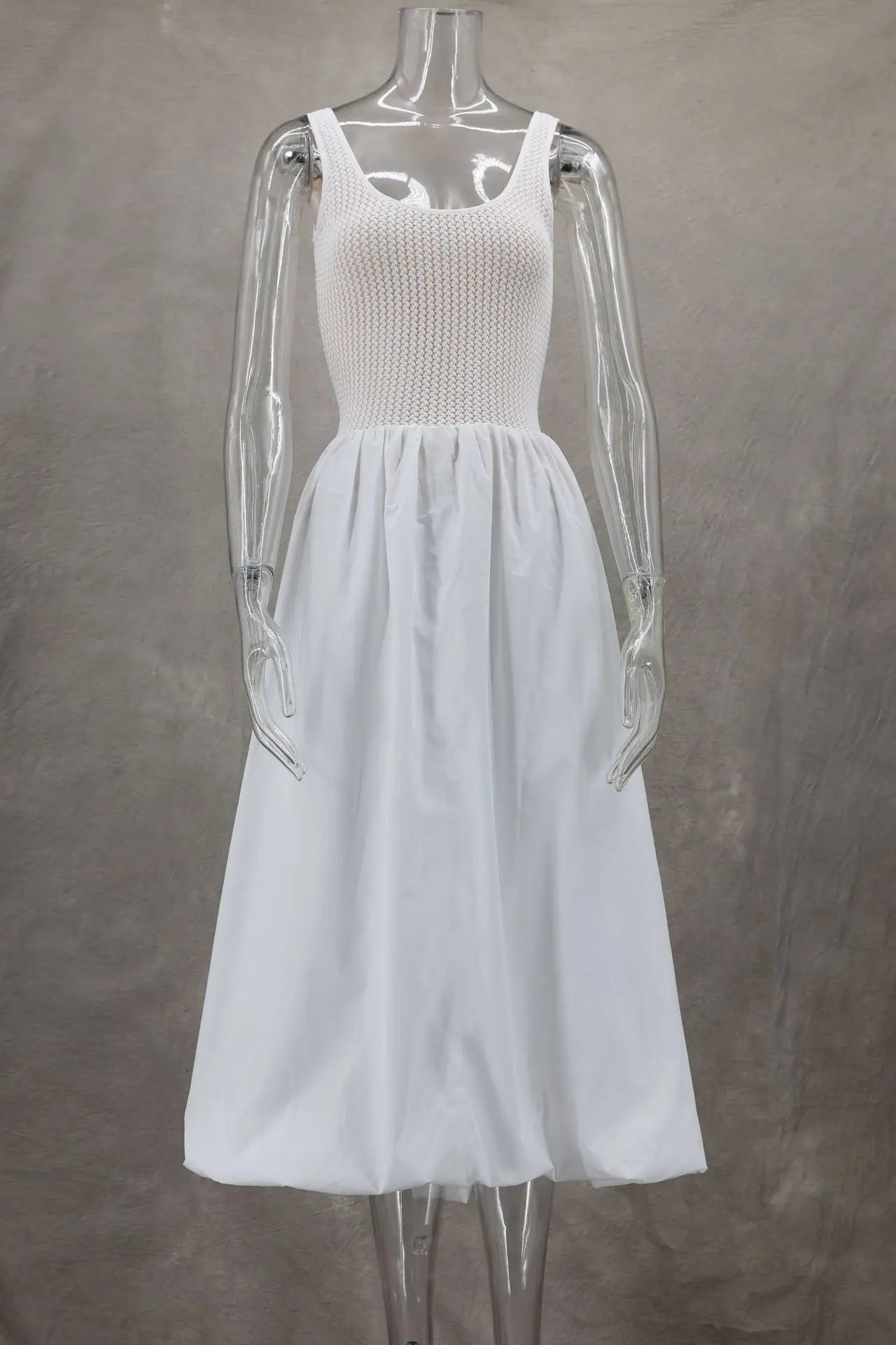 Beach White Chic Ladies Vestidos Women's Summer Simple Style Sleeveless Backless Suspenders Dress Holiday Knit Patchwork Dresses