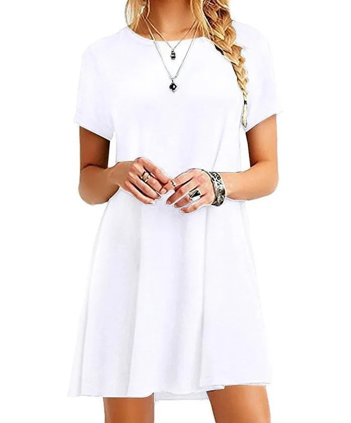 Feminino casual manga curta t camisa vestido vintage o pescoço impressão solto mini vestido elegante simples mini vestido streetwear vestido de verão