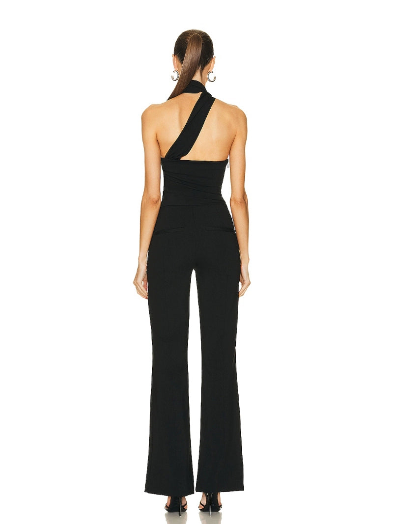Thai Fashion Brand Female Summer Fancy Socialite Elegant Halter Backless Sexy Classy Unique Sling Vacation Jumpsuit