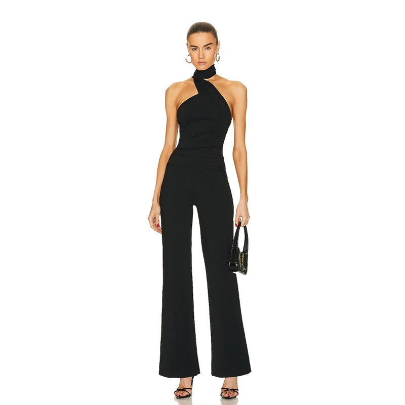 Thai Fashion Brand Female Summer Fancy Socialite Elegant Halter Backless Sexy Classy Unique Sling Vacation Jumpsuit