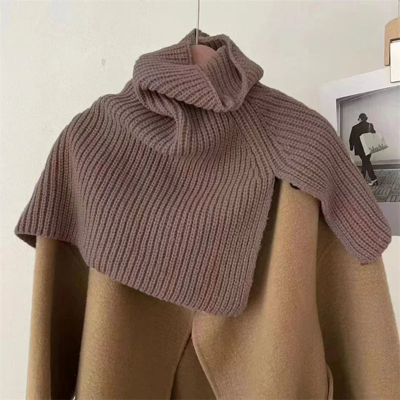Pulôver Feminino Cahecol Malha Xale Inverno Gola Alta  Casaco Quente Tricot - Sarah