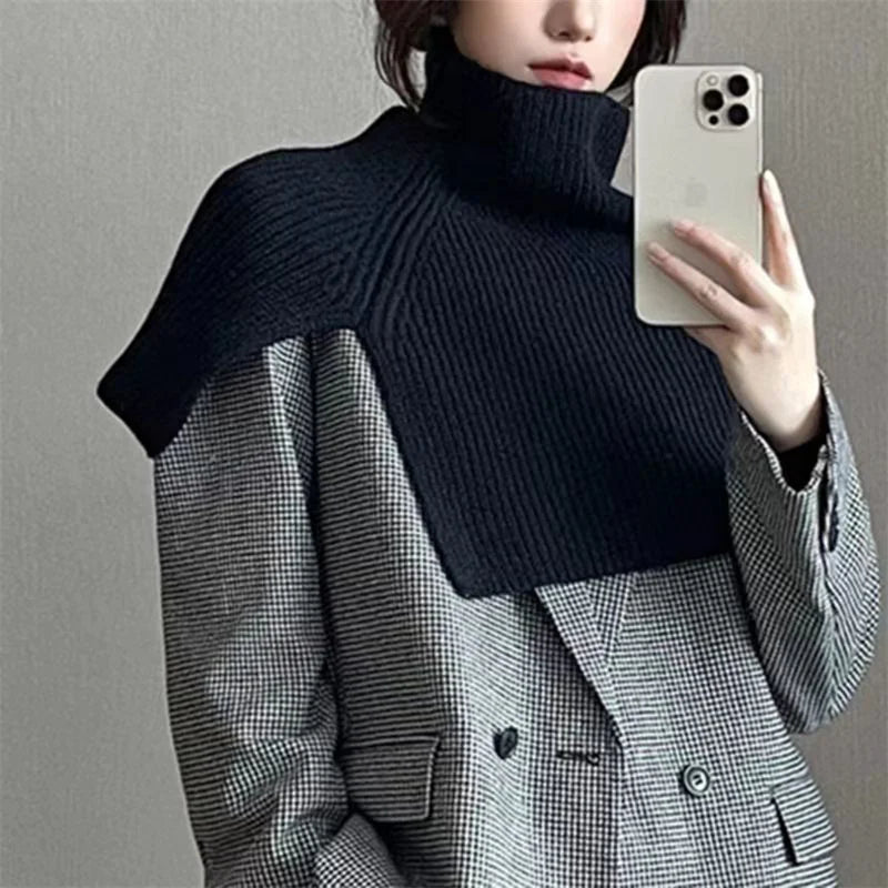 Pulôver Feminino Cahecol Malha Xale Inverno Gola Alta  Casaco Quente Tricot - Sarah 