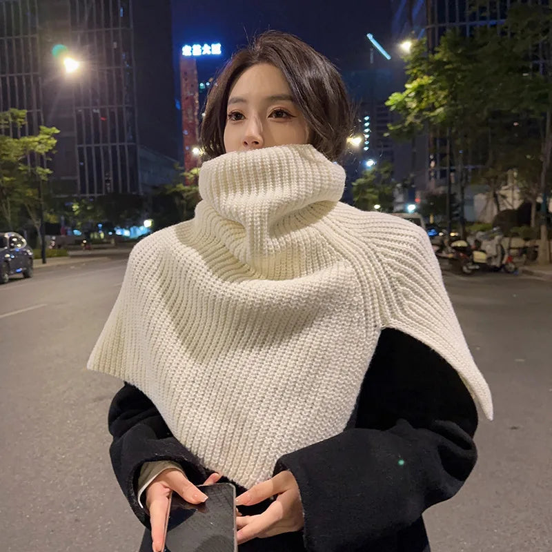 Pulôver Feminino Cahecol Malha Xale Inverno Gola Alta  Casaco Quente Tricot - Sarah