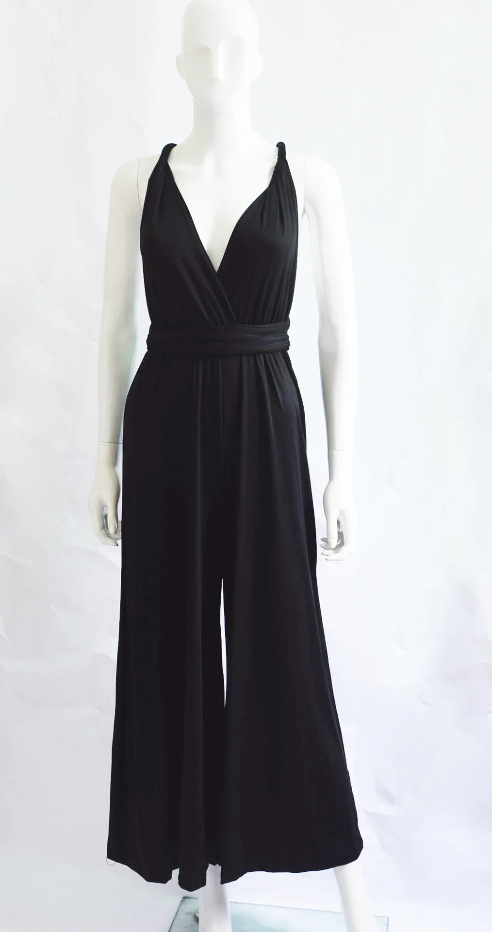 Women Jumpsuits Overalls Sleeveless V Nec Solid Color Wide Leg Pants Office Lady Casual Flat Slim Fit Sexy Backless 2023