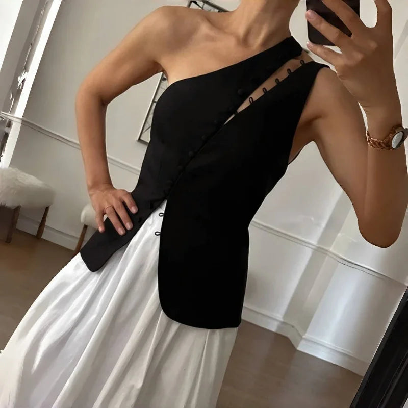 WhereMery Sexy Off Shoulder Hollow Out Top Vintage Sleeveless Solid Backless Vest Summer Daily Street Party Spice Girls Camisole