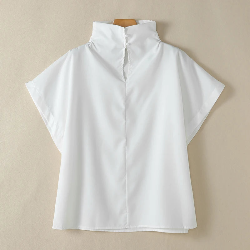 ZANZEA Women Stylish Turtleneck Cap Sleeve Blouses 2025 Summer Streetwear Loose Casual Blusas Mujer Trendy Solid Color Chic Tops