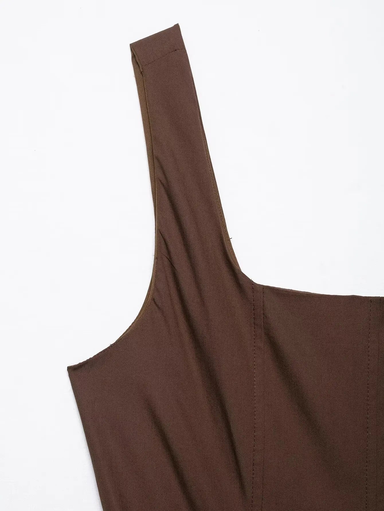 Tfmln feminino pescoço quadrado sólido com cinto a linha vestido verão novo sem mangas casual sem costas zíper vestido longo simples commuter