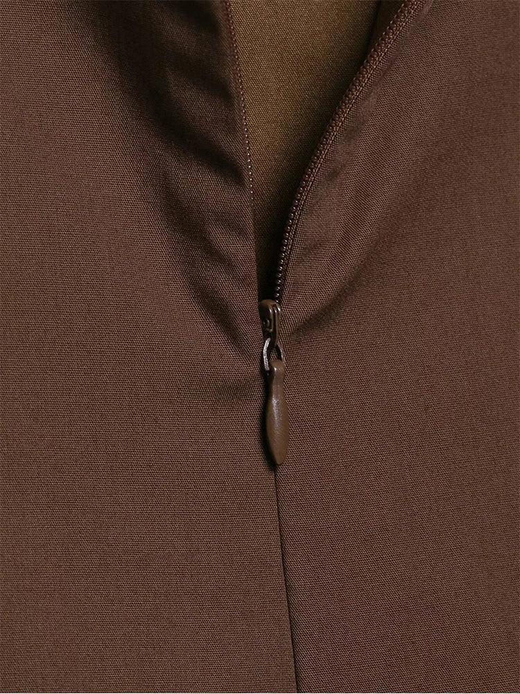 Tfmln feminino pescoço quadrado sólido com cinto a linha vestido verão novo sem mangas casual sem costas zíper vestido longo simples commuter