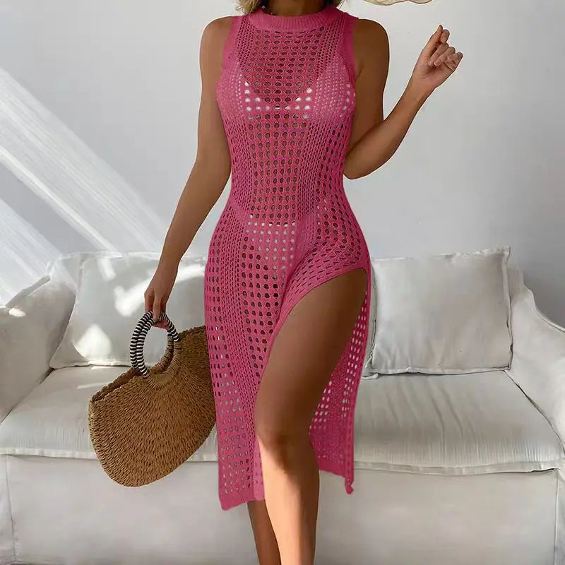 Saída de Praia Crochê Sem Mangas - Estilo Sexy e Elegante - Vania 
