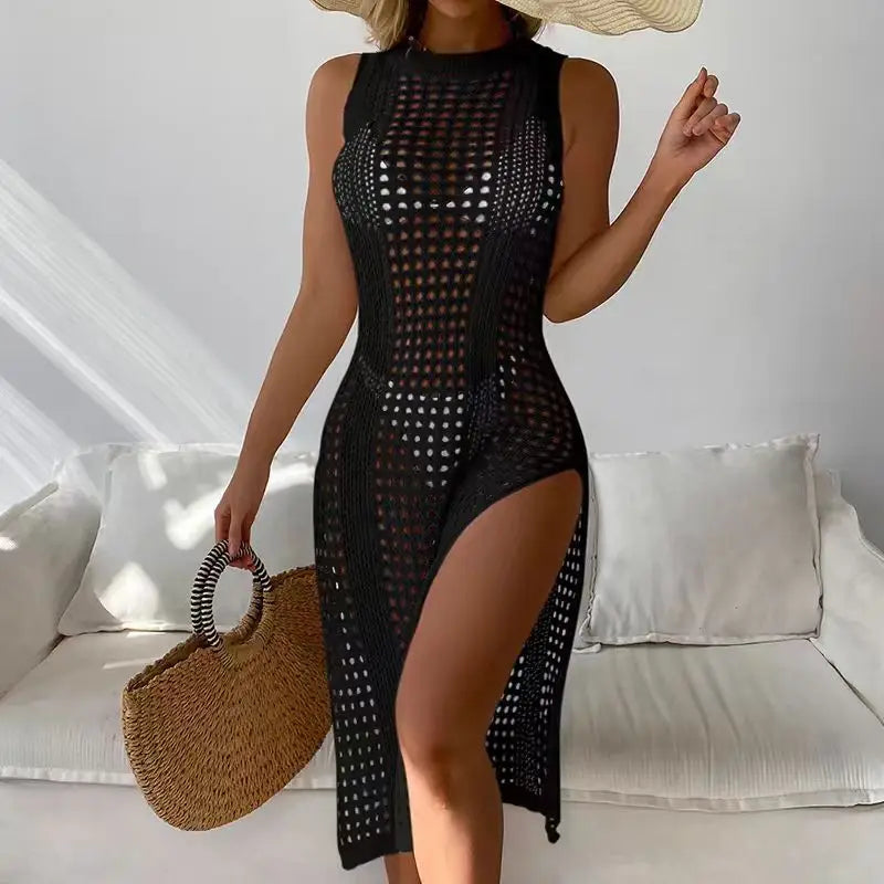 Saída de Praia Crochê Sem Mangas - Estilo Sexy e Elegante - Vania 