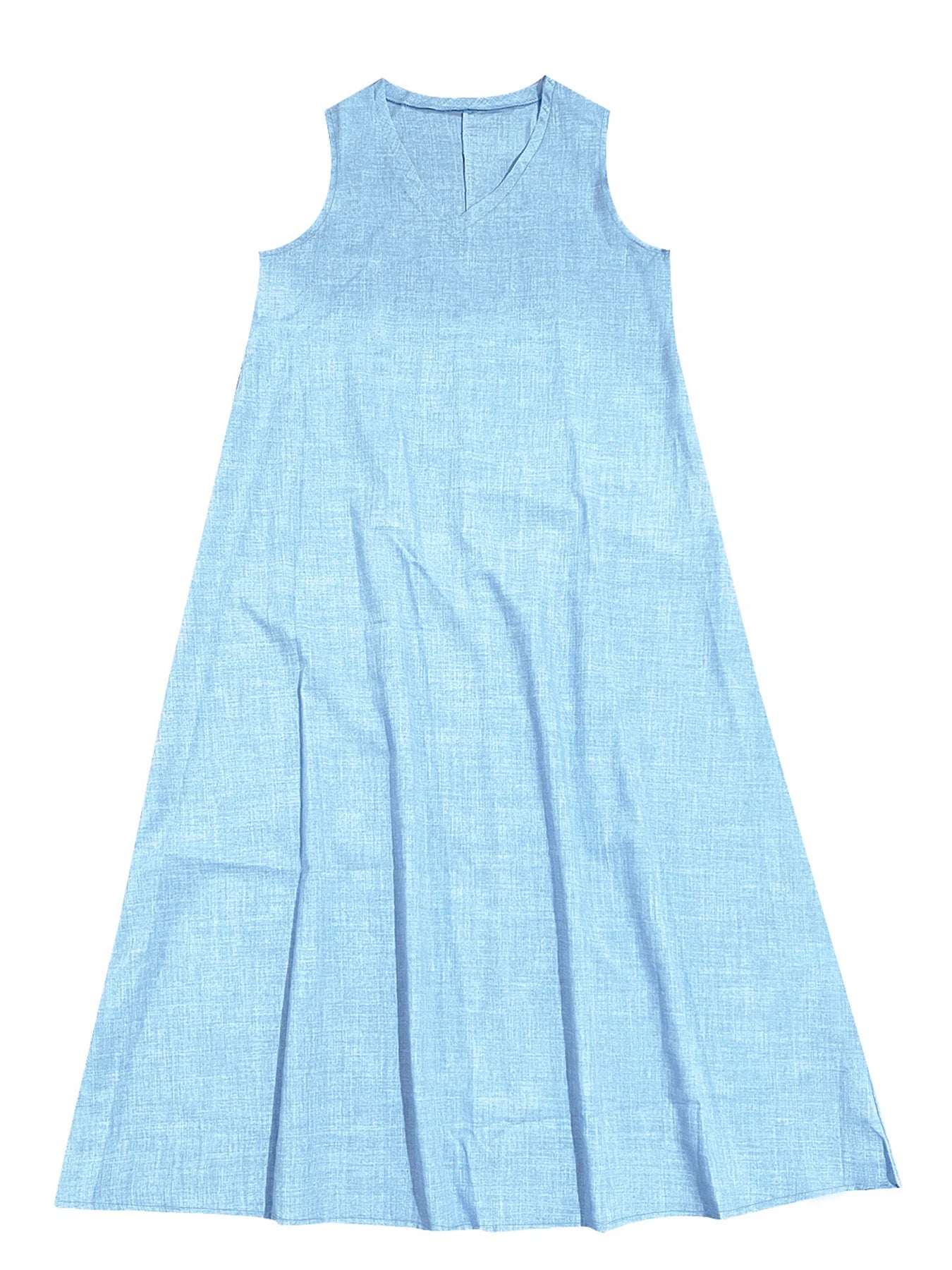 Plus size European Beach Dress Casual Tank Top Soft Material V-Neck Loose Style Medium Length Dress