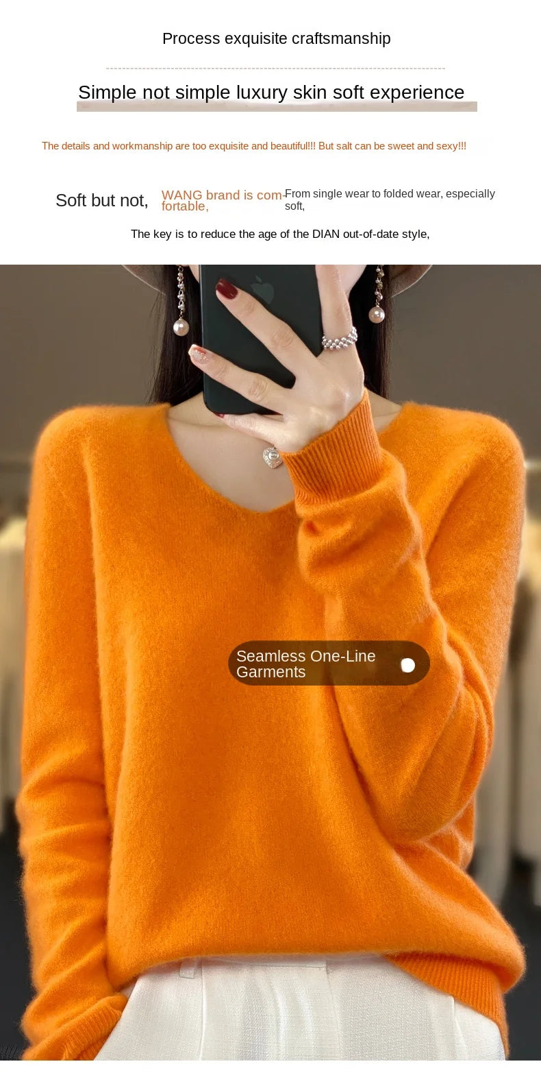 100% Merino puro lã V-neck outono e inverno pulôver, moda coreana nova camisola de caxemira macia, top quente de malha casual feminino