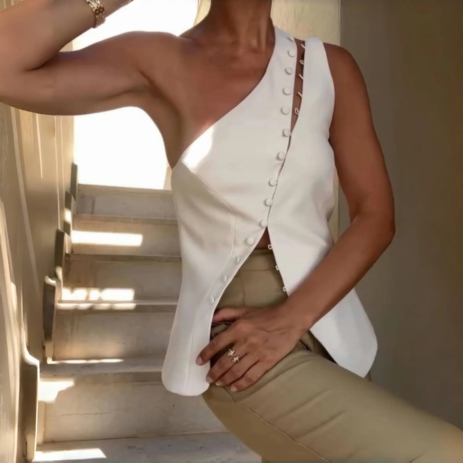 WhereMery Sexy Off Shoulder Hollow Out Top Vintage Sleeveless Solid Backless Vest Summer Daily Street Party Spice Girls Camisole