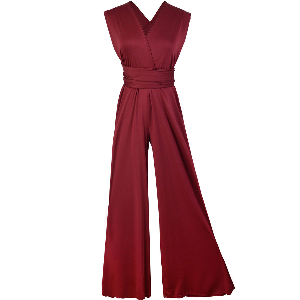 Women Jumpsuits Overalls Sleeveless V Nec Solid Color Wide Leg Pants Office Lady Casual Flat Slim Fit Sexy Backless 2023