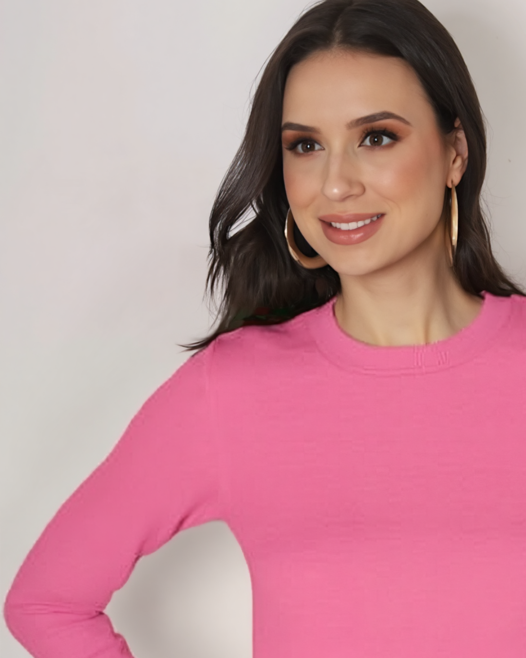 Suéter Feminino Casual Gola Básica Blusa Coleção Inverno Malha Tricot Quente - Suelly