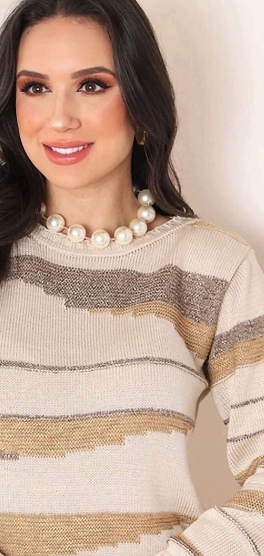Suèter Feminino Elegante Malha Tricot Decote Baixo Cores Degrade Coleção Inverno Blusa Quente- Sandra