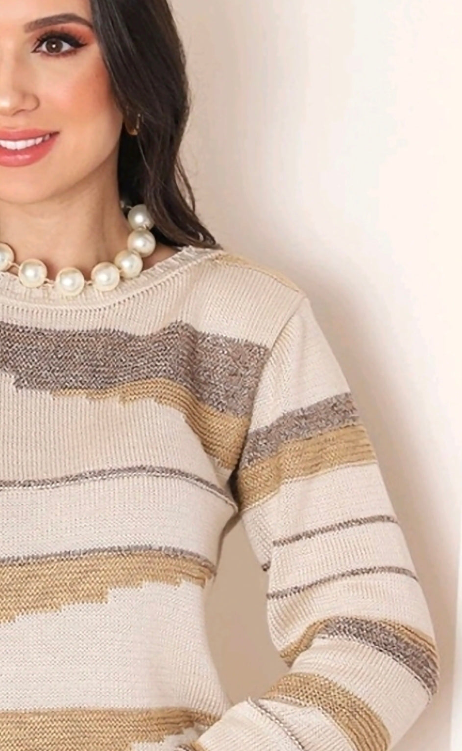 Suèter Feminino Elegante Malha Tricot Decote Baixo Cores Degrade Coleção Inverno Blusa Quente- Sandra