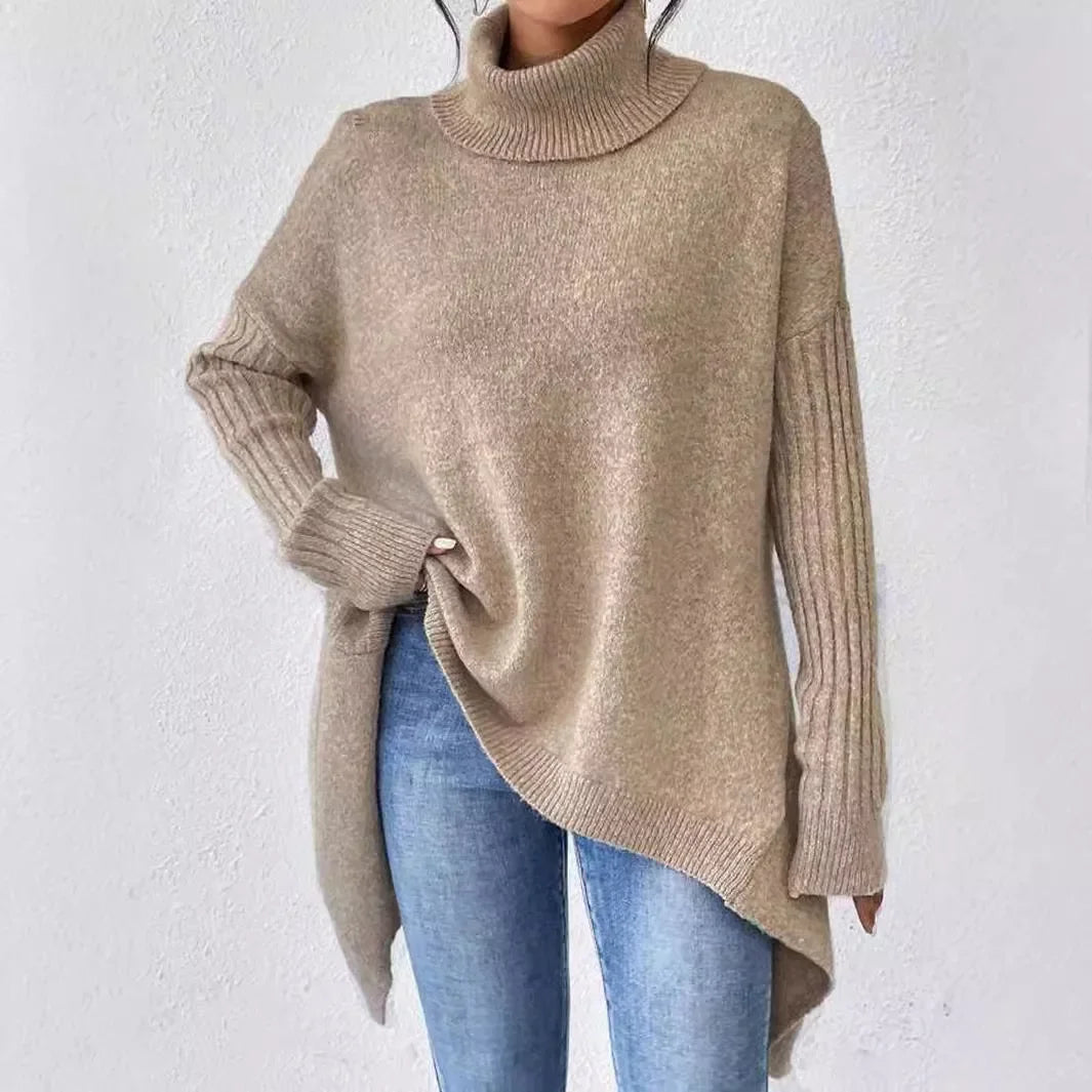 Suéter Feminino Mala Gola Alta Assimétrico Moda Inverno Casual  - Meyre 