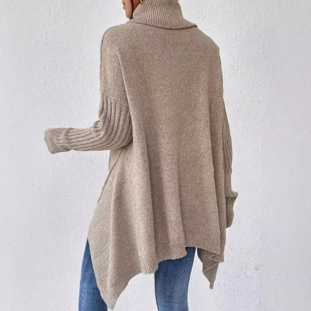 Suéter Feminino Mala Gola Alta Assimétrico Moda Inverno Casual  - Meyre 