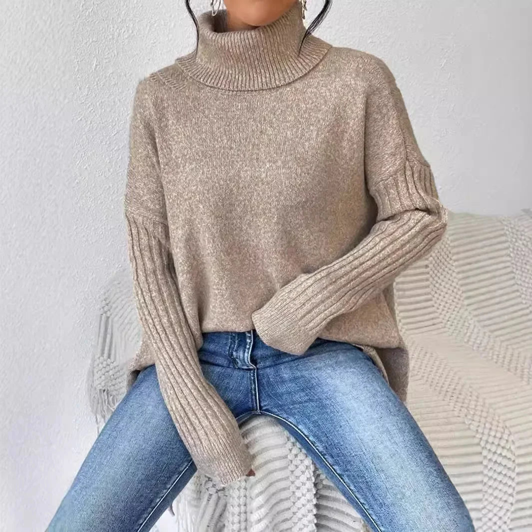 Suéter Feminino Mala Gola Alta Assimétrico Moda Inverno Casual  - Meyre 