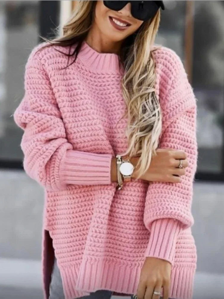 Suéter Feminino Malha Gola Alta Estilo Grosso Moda Inverno Casaco Elegante - Marilyn