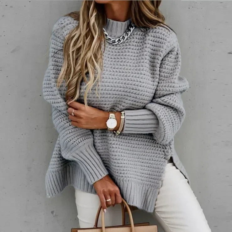 Suéter Feminino Malha Gola Alta Estilo Grosso Moda Inverno Casaco Elegante - Marilyn