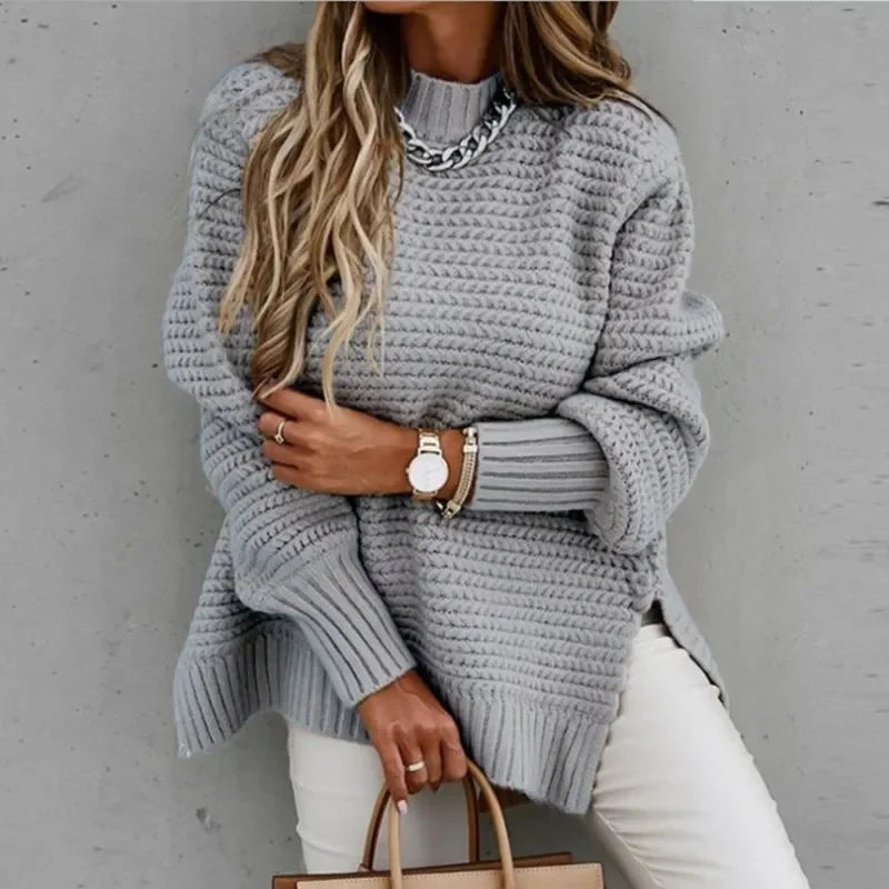 Suéter Feminino Malha Gola Alta Estilo Grosso Moda Inverno Casaco Elegante - Marilyn