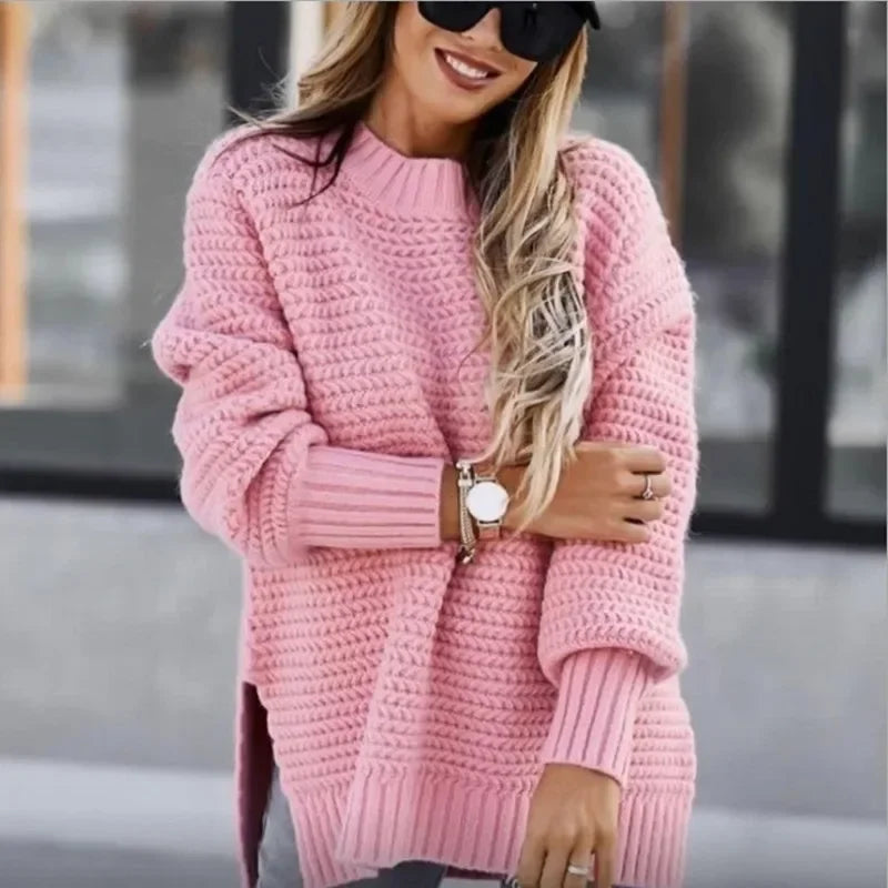 Suéter Feminino Malha Gola Alta Estilo Grosso Moda Inverno Casaco Elegante - Marilyn