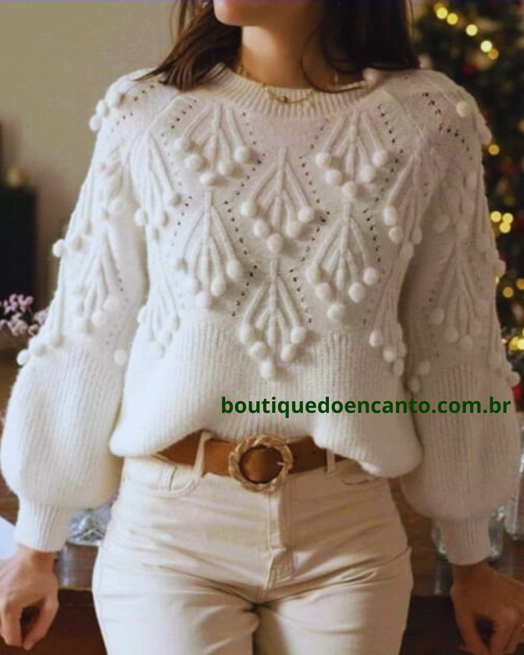 Suéter Feminino Tricot Coleção Inverno Malha Quente Desenhada Textura - Alice