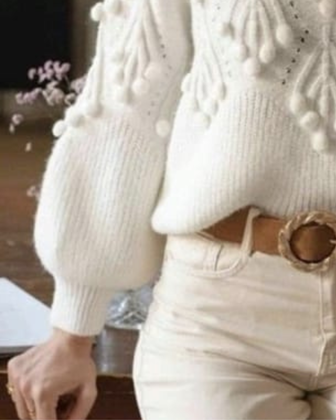 Suéter Feminino Tricot Coleção Inverno Malha Quente Desenhada Textura - Alice 
