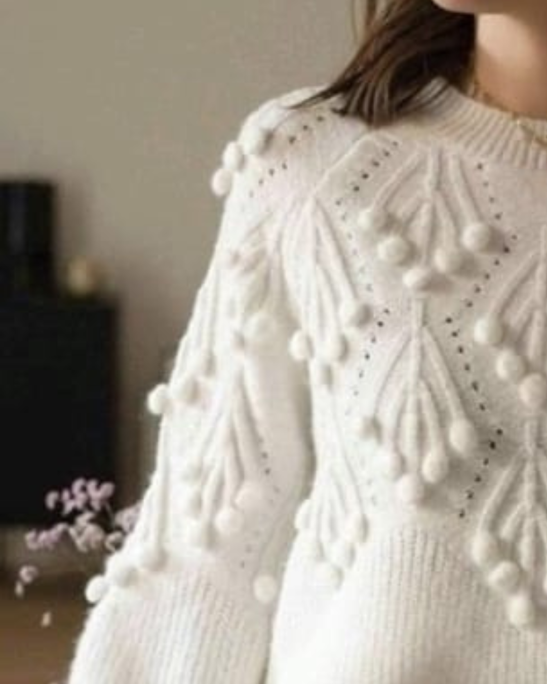 Suéter Feminino Tricot Coleção Inverno Malha Quente Desenhada Textura - Alice