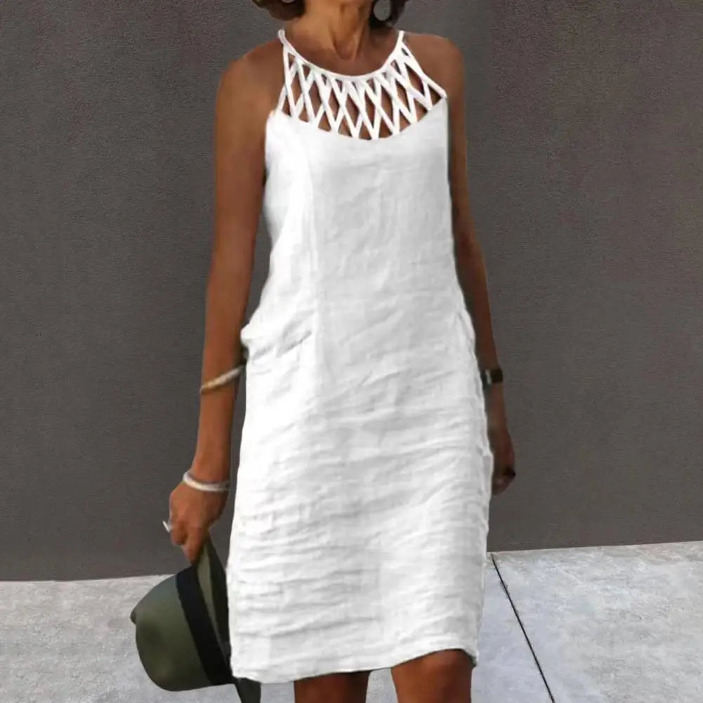 Vestido Curto Com Decote Vazado Branco - Gabrielle