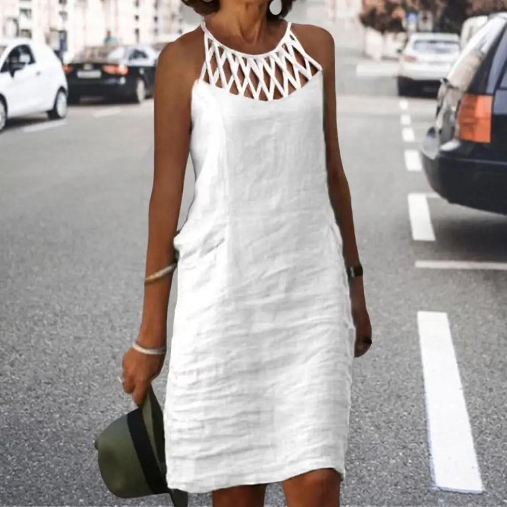 Vestido Curto Com Decote Vazado Branco - Gabrielle