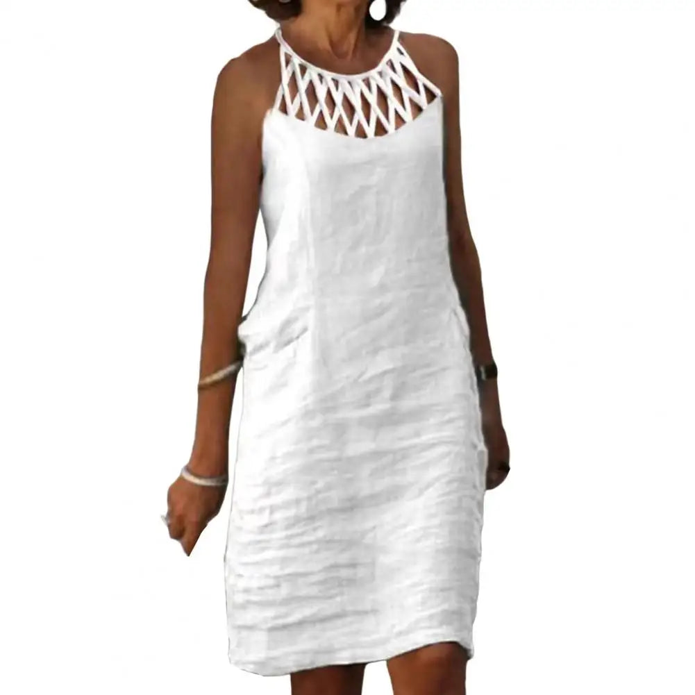 Vestido Curto Com Decote Vazado Branco - Gabrielle