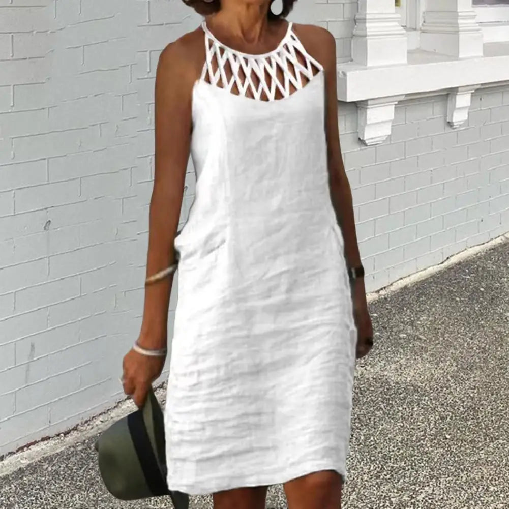 Vestido Curto Com Decote Vazado Branco - Gabrielle