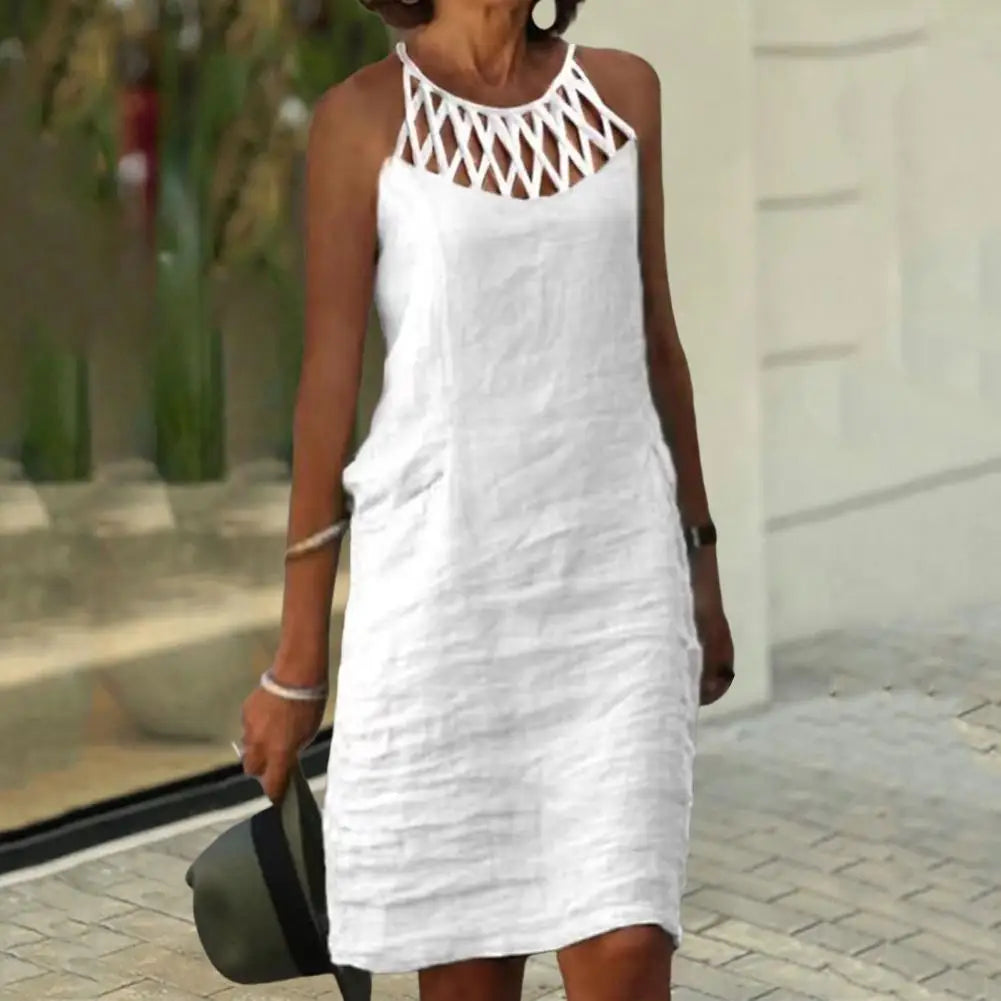 Vestido Curto Com Decote Vazado Branco - Gabrielle