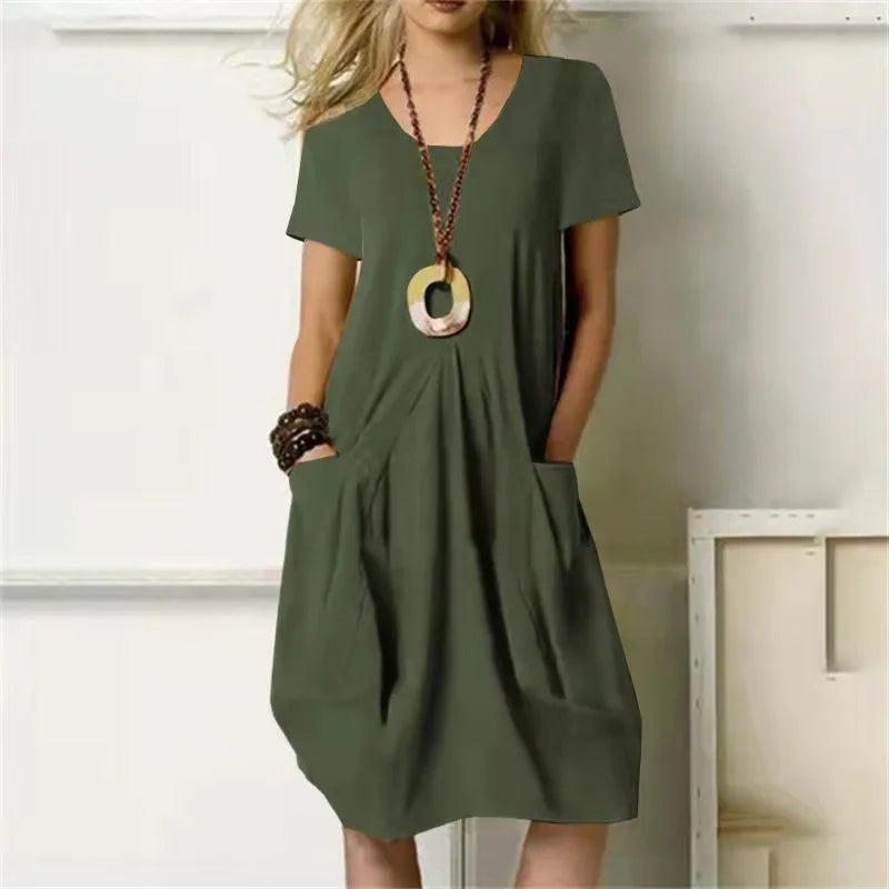 Vestido Curto Feminino Algodão Linho Casual Diário - Dany